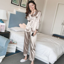 Mulberry silk pajamas womens summer silk long-sleeved suit Korean version of student ins sexy thin silk home clothes
