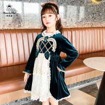 Lolita girl skirt autumn long sleeve foreign velvet dress fairy dress Super fairy princess autumn and winter