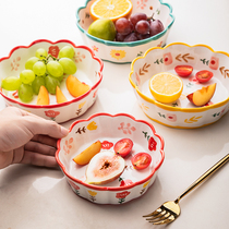 Ceramic fruit salad plate creative cute living room household snack plate subnet red Nordic ins feng shui fruit plate