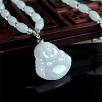 Natural jade Jade Buddha pendant open Laughing Buddha Maitreya Buddha pendant Female money chain Jade Buddha male pendant