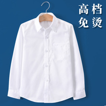 Childrens white shirt boy long sleeve pure cotton free of hot spring and autumn CUHK Tong students school uniform gown white shirt