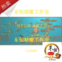 Sandalwood carving pine and crane carving relief figure sandalwood carving bird pine and crane