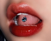 Cactus puncture Flat - bottom Diamond threaded tongue nail Personal tongue 1 6 crude titanium steel piercing jewelry