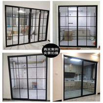 Customized balcony sliding door kitchen glass sliding door partition single-layer tempered glass lattice door narrow side bathroom door