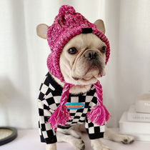 Pet dog autumn and winter warm wool hat Dou Koki Teddy Chaiu winter windproof knitted head cover