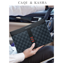 First layer cowhide mens fashion handbag leather handbag large capacity business leisure mens bag envelope clip Tide brand