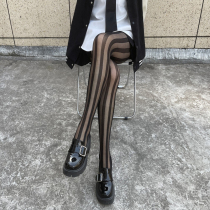 Vertical striped stockings splice thin black silk in tide red pure thin anti-hook jack jk pantyhose socks