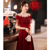 Toast to the bride 2022 new summer wedding wine red back door advanced sensation Little Engagement Evening Gown