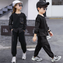 Boys autumn clothing suit 2022 New CUHK child clothes foreign gas Two sets of boy handsome gas brother-in-law Costume Tide