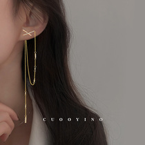 (Early Shadow) Streaming Sume Line 2021 New Tide Earrings Small Crowd Design Sense Superior Earline Female Temperament Pure Silver