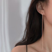 Early Shadow temperament Stream Suear line 2021 New wave length Ears Thread Pure Silver Raised Earhole Earline Superior Earrings