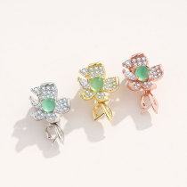 S925 pure silver inlaid with Beyjade buckle head Ruyi Jade Buddha leaf clip clasp emerald jade instrumental rose gold pendant buckle