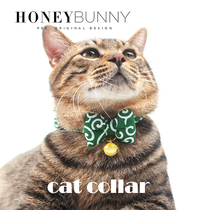  honeybunny cat collar Dog bell Japanese tang grass pattern pet jewelry Bow safety buckle neck ring