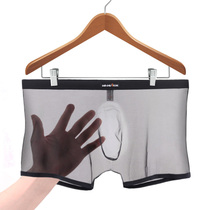 Mens sex panties Mens full transparent boxer pants One-piece mesh breathable sexy youth ultra-thin shorts show