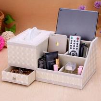 Desktop multi-function tissue box Simple living room coffee table remote control storage box pumping carton European-style creativity