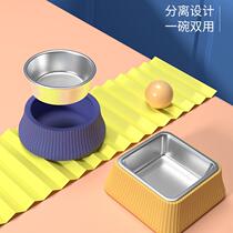 Cat buffet water grain bowl anti-overturning separable large stainless steel food basin Roman column Pet Bowl supplies
