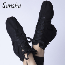 France Sansha three sand dance shoes indoor practice shoes high top canvas canvas leather bottom jazz dance shoes JB3C