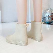 Womens waterproof shoes non-slip rain shoes womens fashion models wear adult winter plus velvet short water shoes rain boots Womens rubber shoes