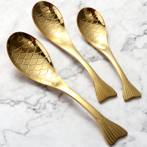 304 stainless steel spoon household creative spoon stainless steel spoon short handle cute fish spoon soup spoon