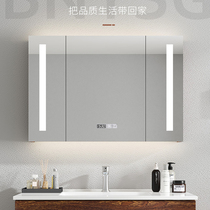 Intelligent full mirror cabinet defogging bathroom wall-mounted LED lamp anti-fog China red multi-layer solid wood mirror cabinet foreign trade tail single