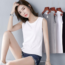 White harness vest woman inside lap sleeveless T-shirt Bottom Shirt 2022 New Spring Summer Outside Wearing Pure Cotton Chop Sleeves
