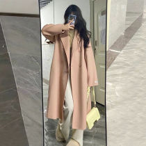 French MOJY early spring pregnant women winter coat pink woolen 2022 new small coat womens mid-length