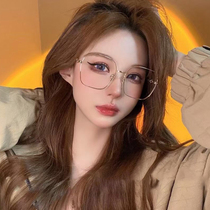 Anti-blue myopia glasses women can be equipped with degree ins small red book plain face small big frame glasses frame eyes