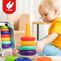 Laminated Leaf Child Puzzle Rainbow Tower Collar 0-1 One 2-year-old Baby Early teaching 6 8 8 9 months Baby Toys