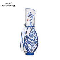 cerebro Spano golf bag Chinese style womens mirror Pu ball bag 3D embroidery blue and white porcelain