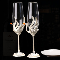 Swan rhinestone goblet red wine cup couple Cup creative wedding gift champagne glass cup 2 gift box home