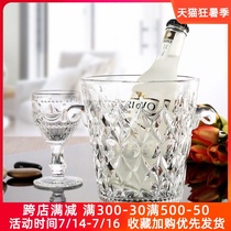 Shisheng crystal glass ice bucket Bar KTV champagne bucket Hand-held hand ice bucket Engraved flower ice bucket Engraved flower ice bucket