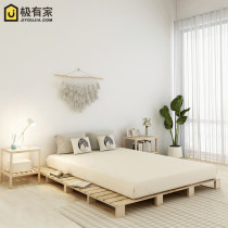 Staker solid wood row frame 1 8 m 1 5 m Nordic log Japanese tatami bed ins homestay rental