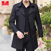 Pierre Cardin Mens 2021 new long windbreaker mens autumn thin business trench coat autumn coat men