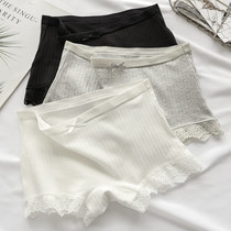 Black white flat corner briefs female pure cotton 4 lace less girl student safety pants anti-light two-in-one summer