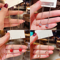 South Korea 925 silver needle ear nail minimalist earline female temperament long stream susurian earrings net red 100 hitch-ear trim