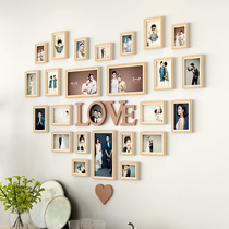 Photo wall decoration photo frame hanging wall-free combination light luxury heart-shaped net red photo album wall heart-shaped family photo wall