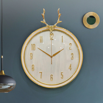 Nordic light luxury deer head wall clock home living room atmospheric quartz clock modern simple fashion watch wall clock