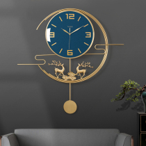 Creative Fulu wall clock New Chinese brass light luxury clock living room home fashion clock high-end watch