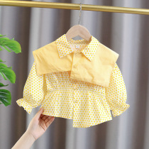Girl Ocean Gas Shirt in girls spring dress New Beatle Long sleeves Long sleeve blouse Girl Trendy Female Baby Lining Clothes Spring