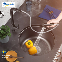 Sweden Mnaolsoia Black Nano round sink 304 stainless steel wash basin Kitchen bar dish sink