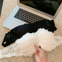 Black and white strapless bandeau underwear Female inner chest pad removable sexy beauty back bra Gathered one-piece bra