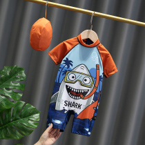 Boy Dinosaur Swimsuit Small and medium childrens one-piece swimsuit handsome sunscreen set boy baby swimsuit