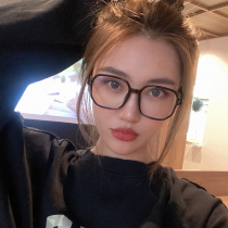 Ins plain black frame glasses female Korean version of net red anti-radiation flat myopia frame frame big face slim