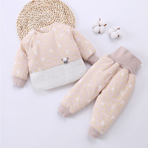  Baby autumn and winter suit cotton coat thickened jacket Newborn baby cotton clothes Female cotton newborn clothes Toddler winter clothes