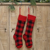European and American wool wall decoration Christmas decoration gift bag Christmas decoration pendant knitted candy bag plaid socks candy