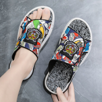 Hon Starred Red Star K Slippers Male Tide Outside Wearing Personality Trend to Drag Teenagers Outdoor Anti-Slip Beach Cool