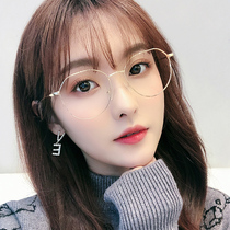 Anti-radiation glasses female anti-blue computer goggles round face big face myopia eyes discoloration eye protection flat mirror male