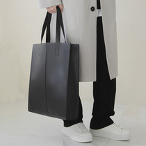 Korean tide brand vertical shoulder bag youth men and women fashion casual portable messenger backpack PU leather open tote bag