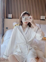 Nightgown women long sleeve cotton bathrobe beauty salon kimono spring and autumn sexy nightgown summer pajamas 2021 New