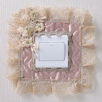 Switch protective cover fabric lace double switch stickers wall stickers creative European living room bedroom light socket decoration